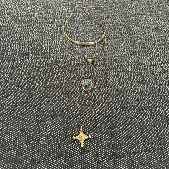 Jewelry - Brass tone Layered Y-Drop Necklace
